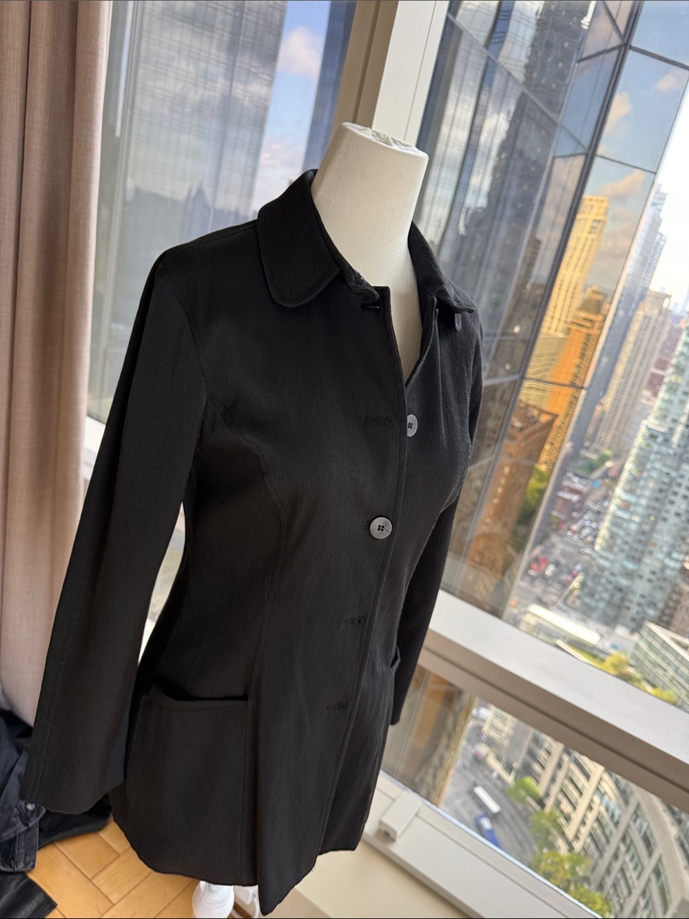 BCBG Black Single-Breasted Trench Coat